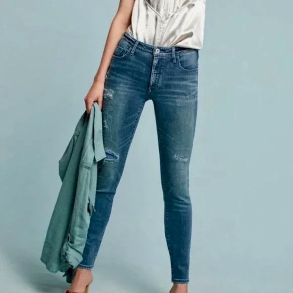 Anthropologie Skinny Jeans in Medium Indigo Blue